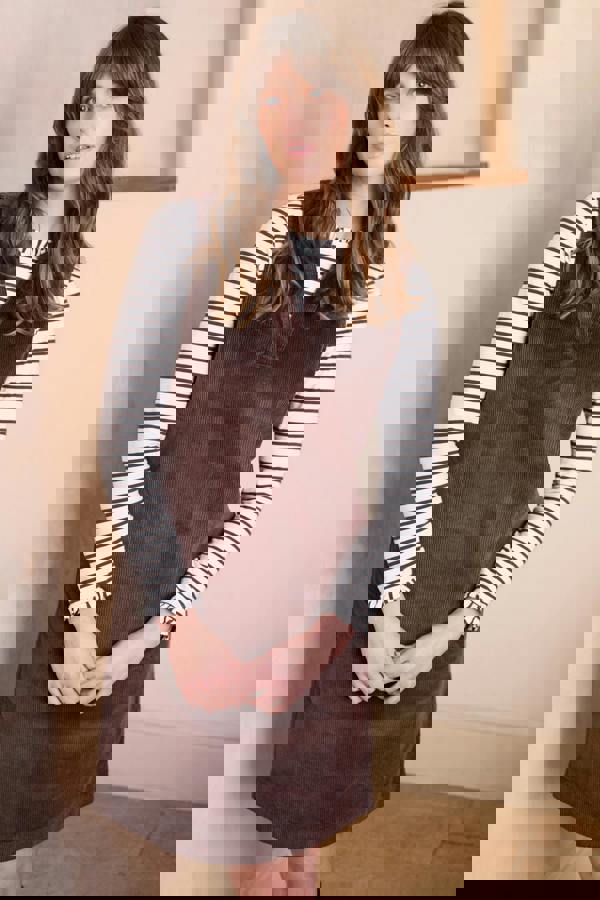 Belle Stretch Cotton Jumbo Cord Dress Chocolate | Lily and Me Clothing