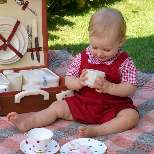 Rachel Riley Red Gingham Shirt & Dungaree Set