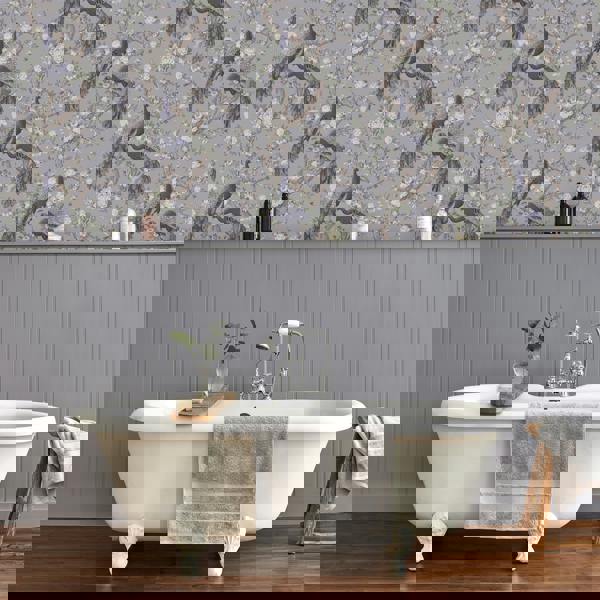 Laura Ashley Belvedere Wallpaper - Pale Iris - 10m