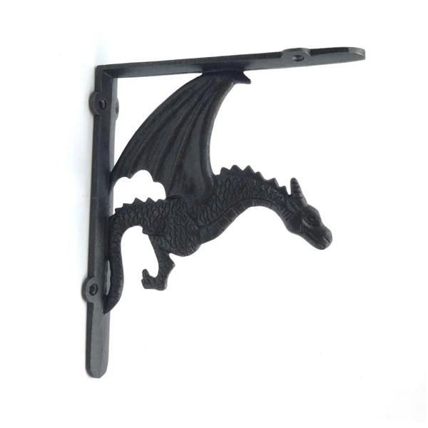 Pair of Antique Cast Iron Winged Dragon Shelf Brackets