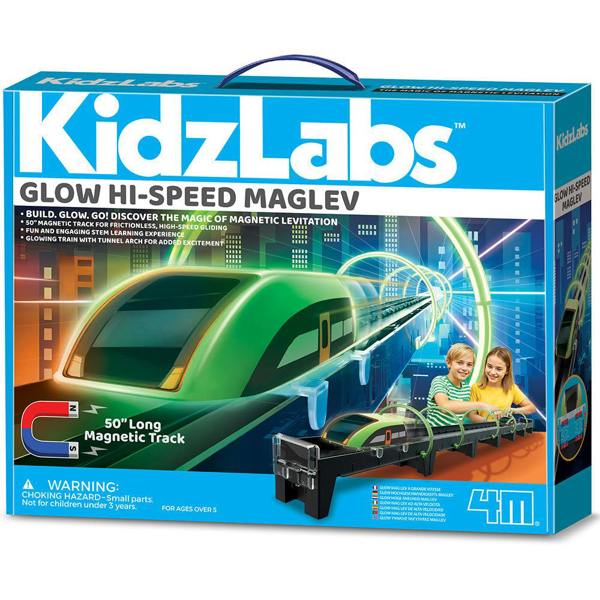 4M Glow Hi-Speed Maglev | Magnetic 50 Inch Train Track with Glowing Train & Tunnel