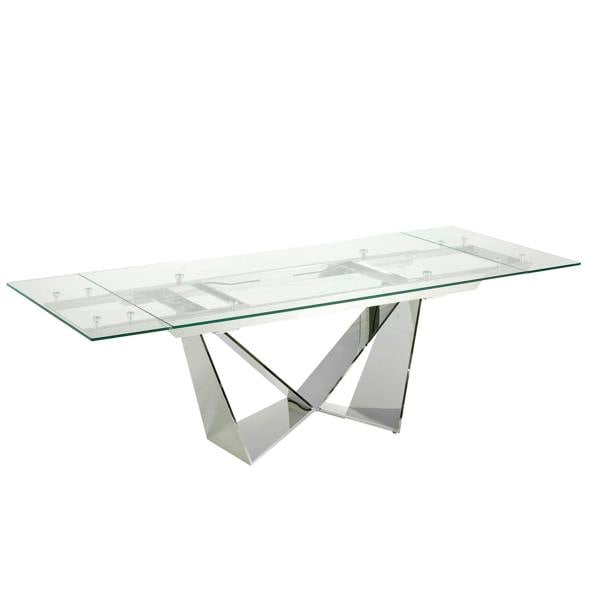 Angel Cerdá Rectangular tempered glass and chrome-plated steel extending dining table 1027
