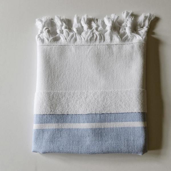 Cotton hammam hand towel, blue
