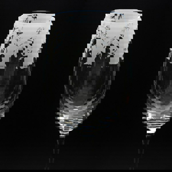 Glyptic Glass Art Panda Crystal Wine Glass - Hand Etched/Engraved Gift