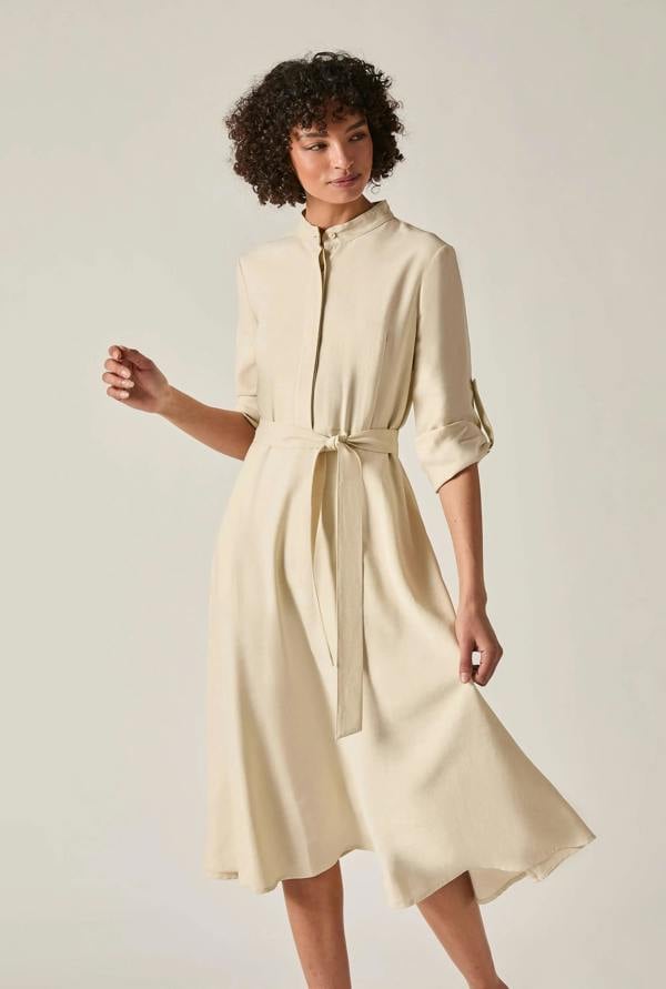 James Lakeland Cream Tie-Waist Midi Dress