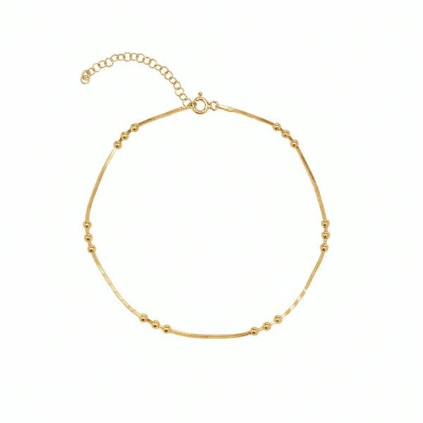 Spero London Sterling Silver Tree Bead Chain Anklet