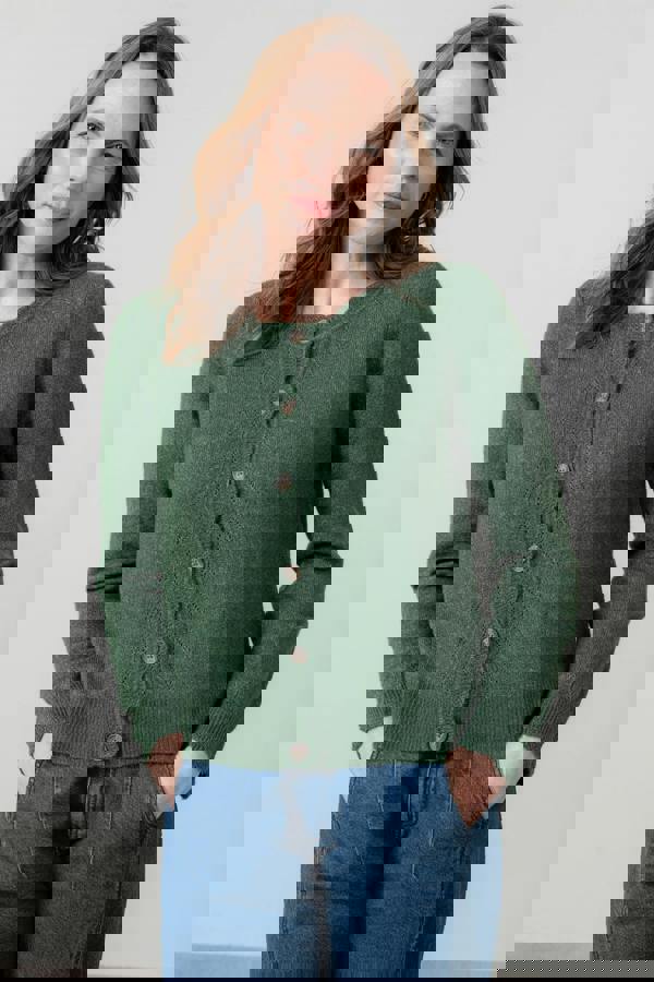 Layla Pointelle Knit Cardigan Ice Blue | Lily and Me Clothing