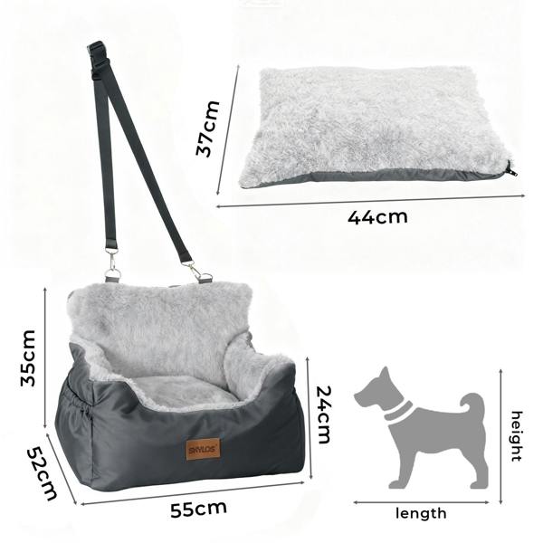 Skylos Dog Car Seat Portable Pet Travel Bed Carrier Washable for Small Dogs