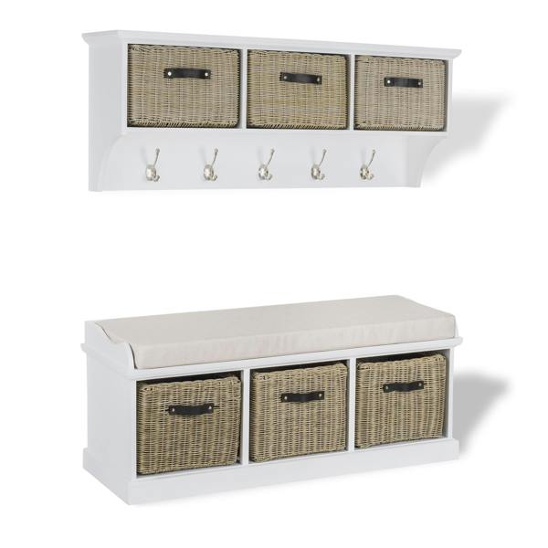 Statement Furniture Tetbury Hanging Shelf and Bench Set with Storage - Large