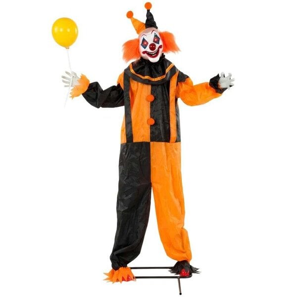 Bobobiy 190cm Life Size Animated Clown Halloween Decoration, Scary Halloween Animatronics Decor with Sound Touch Activated