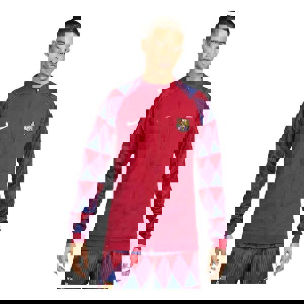 Nike Mens Academy Pro FC Barcelona Knitted Full Zip Football Jacket - Red/Deep Royal Blue/White - 