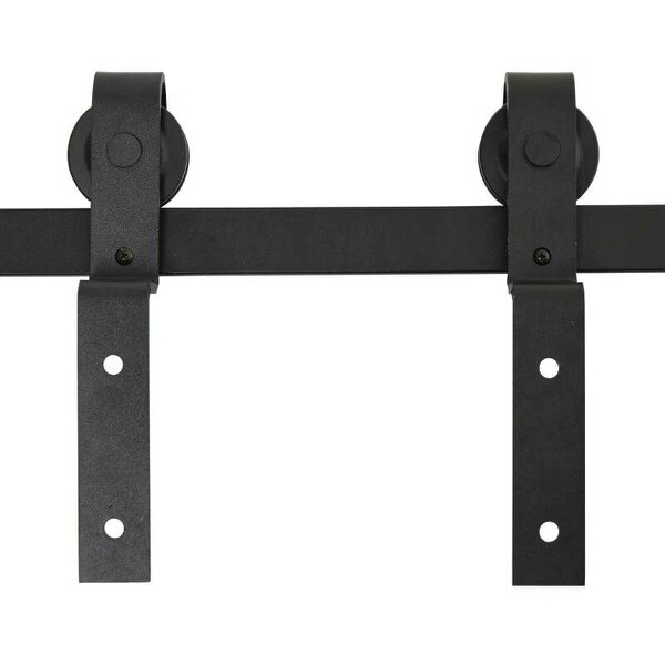 6.6FT/200cm Sliding Barn Door Hardware Track Kit, 90kg Heavy Duty Carbon Steel Sliding Door Rail for 2 Doors, Black