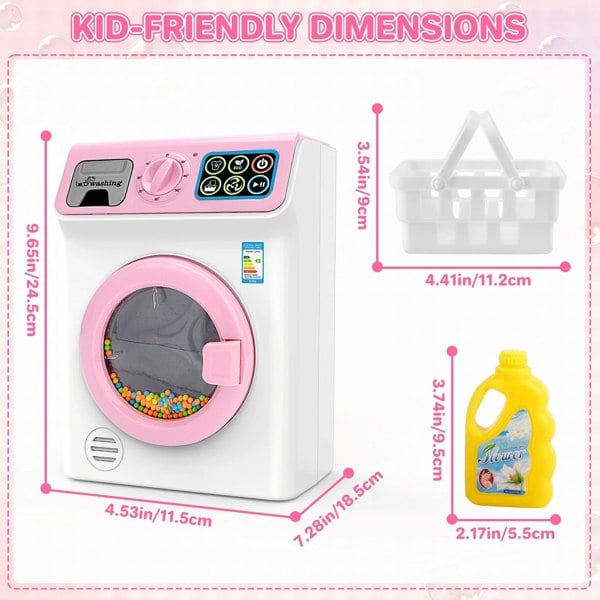 deAO Toys Kids Washing Machine Toy Set - Pink