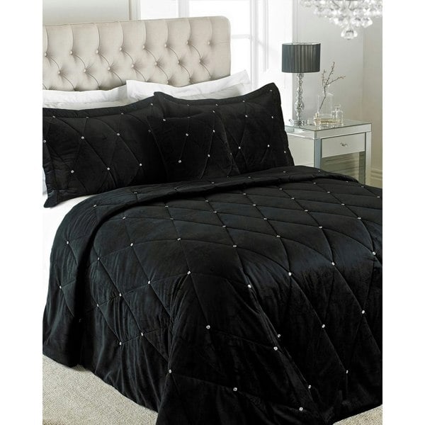 Riva Home Riva Paoletti New Diamante Bedspread Set - Black