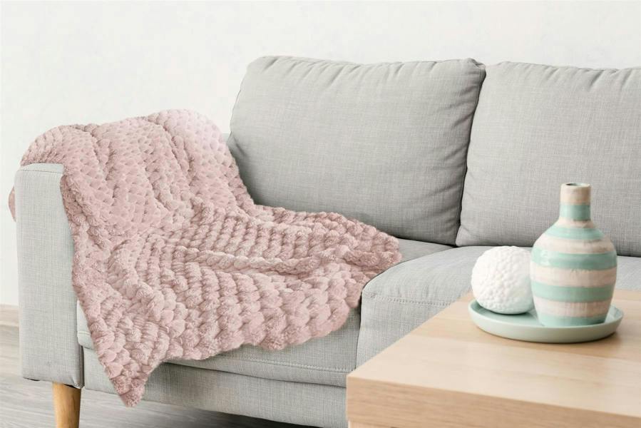 Lush Faux Rabbit Fur Blush Throw 127x152cm