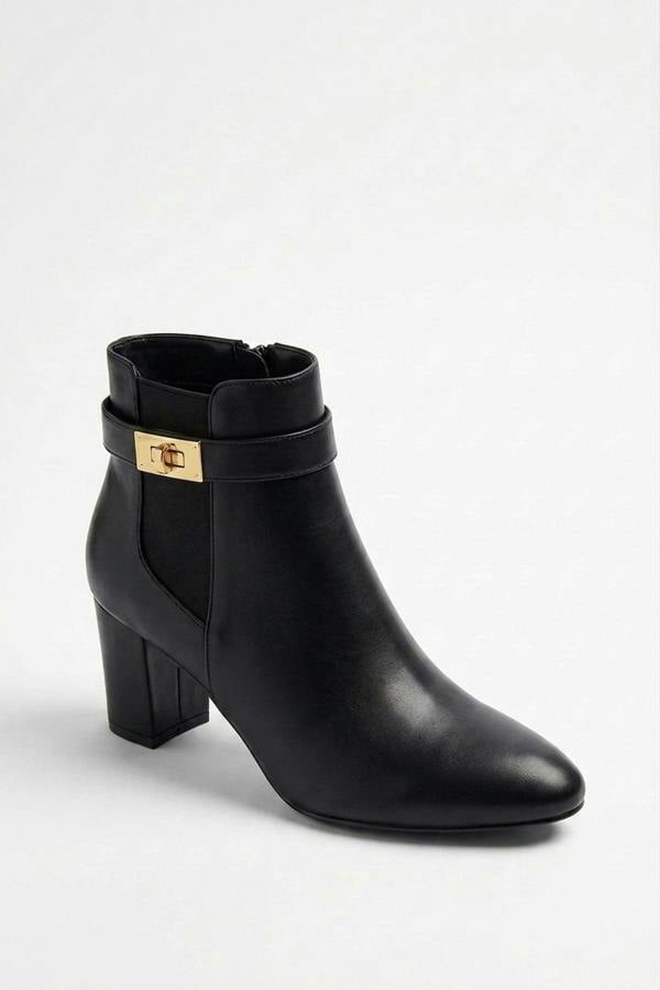 Genevieve Pointed Toe Block Heel Boots - Black