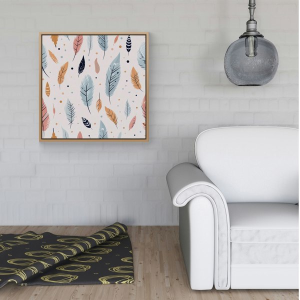 Warren Reed Pastel Feather Pattern Framed Canvas