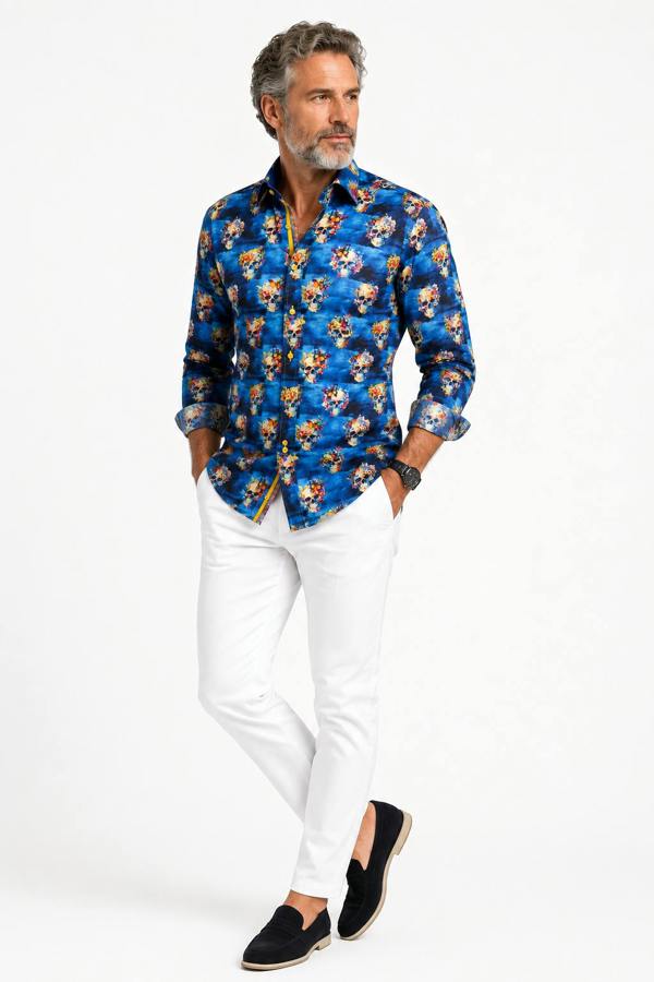 Claudio Lugli Skull & Butterfly Print Shirt