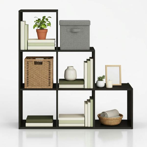 WALPLUS Sturdy Pelli Cubic Storage Cabinet, 3-2-1, Espresso for Small Spaces