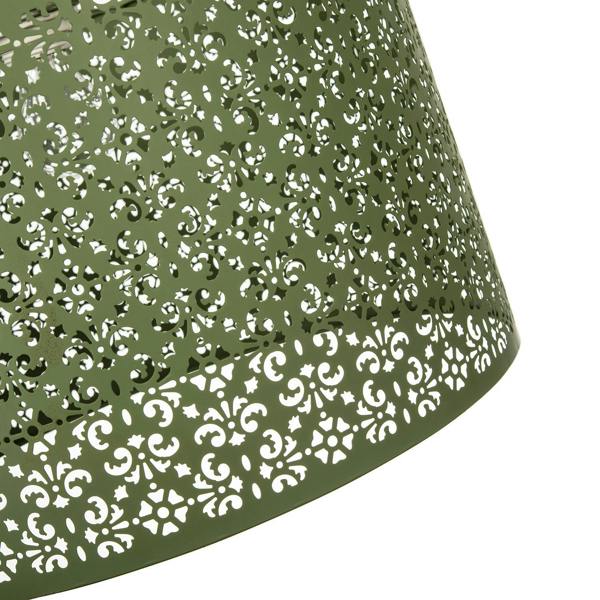 Moroccan Designed Large Olive Metal Pendant Shade with Floral Decor Image 5
