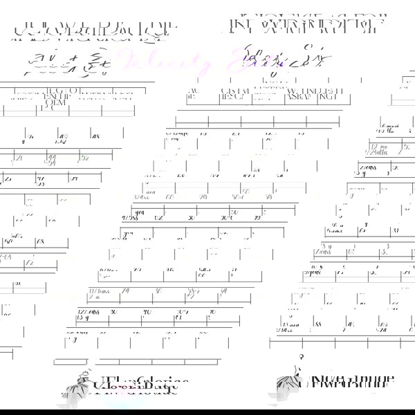 Measurement chart for 'Felicity Sets' by UK Flower Girl Boutique with age groups, chest and waist measurements.