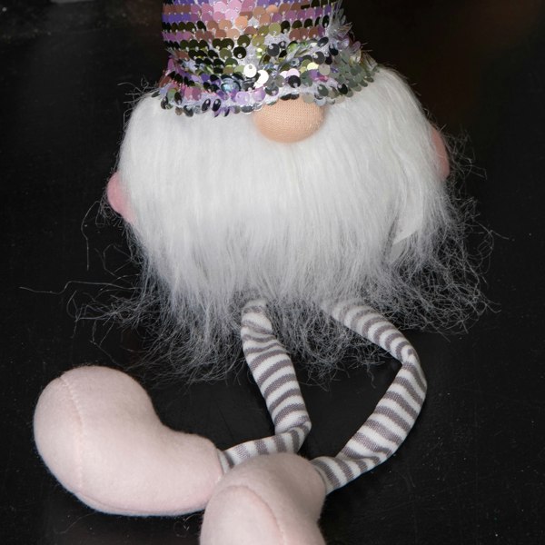 Samuel Alexander 49cm Festive Christmas Sitting Gonk with Dangly Legs & Sequin Hat in Pink & Grey