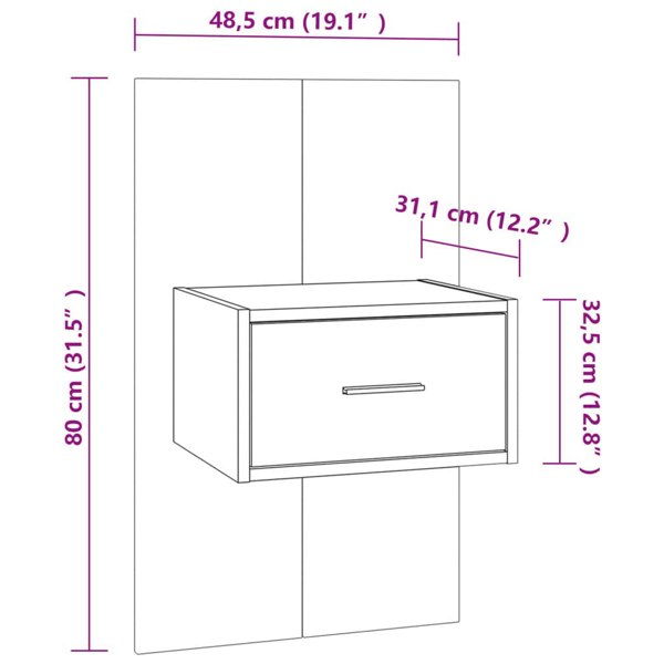 Berkfield Wall-mounted Bedside Cabinet Grey Sonoma