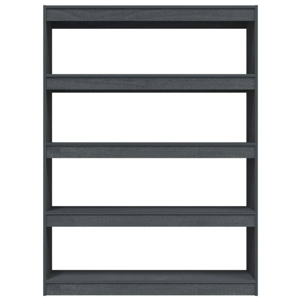Berkfield Book Cabinet/Room Divider Grey 100x30x135.5 cm Solid Pinewood