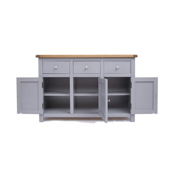 Cabinet Bits Mirano Grey 3 Drawer 3 Door Sideboard Chrome Knob