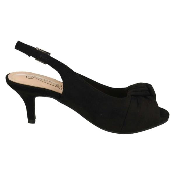 Spot On Ladies Spot On Wide Fit Sling Back Shoes With A Kitten Heel F12110