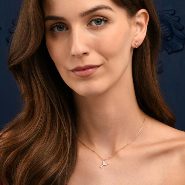 namana Rose Gold Plated 925 Sterling Silver Cocktail Glass Necklace for Women