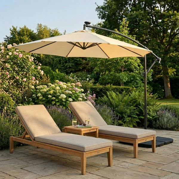 Jardi Cantilever Parasol 3m – Cream