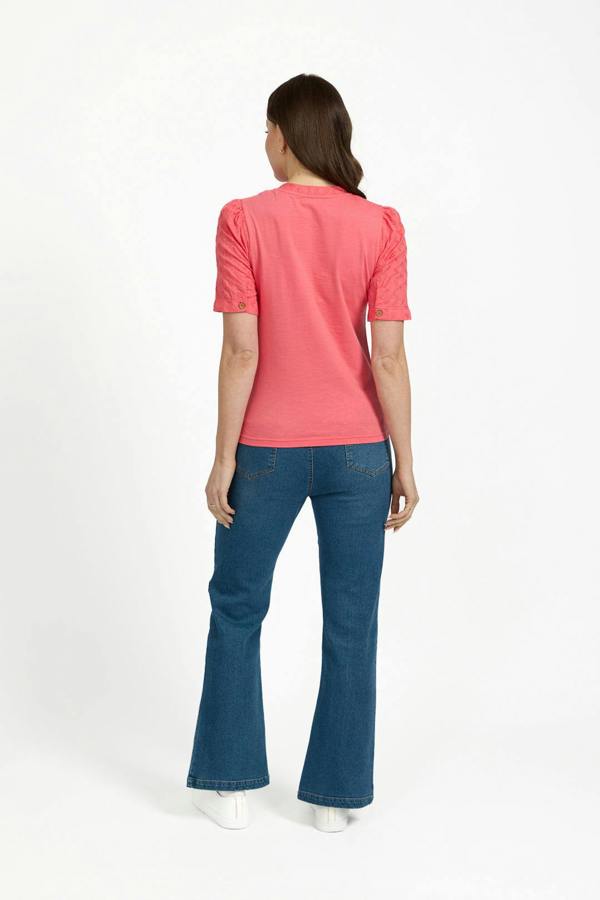 Mudflower V-Neck Button-Up Floral Embroidery Top