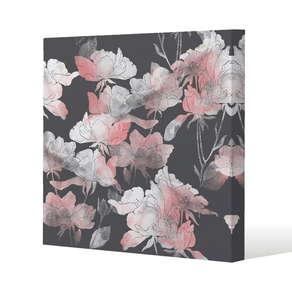 Benjamin Tate Design Imprints flowers and leaves of wild rose Slim Style Canvas Print  40x40cm , 15mm Slim Real wood.