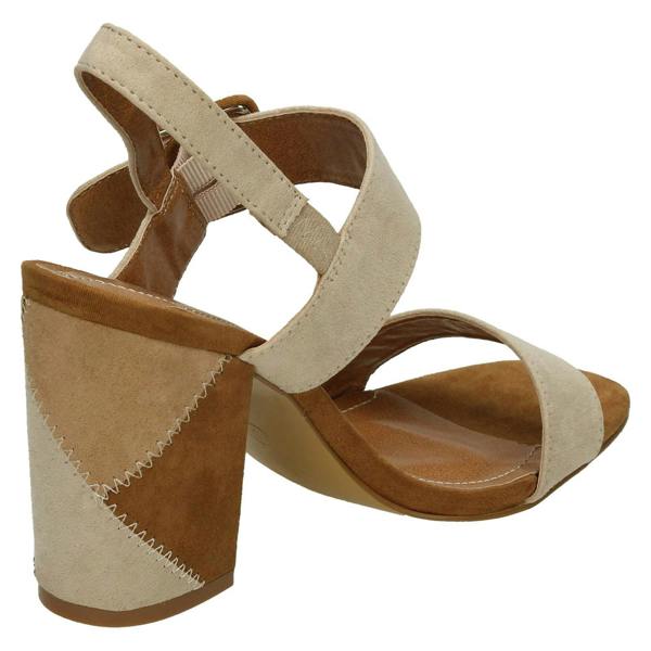 Spot On Ladies Spot On High Patchwork Heel Mule Sandals