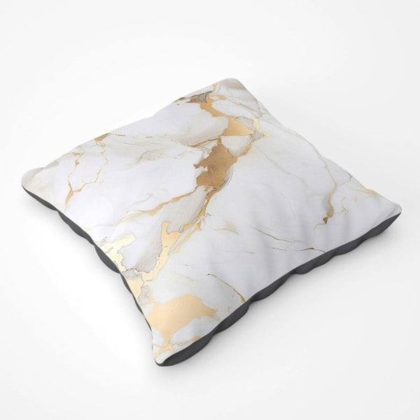 Warren Reed White Marble With Gold Floor Cushion