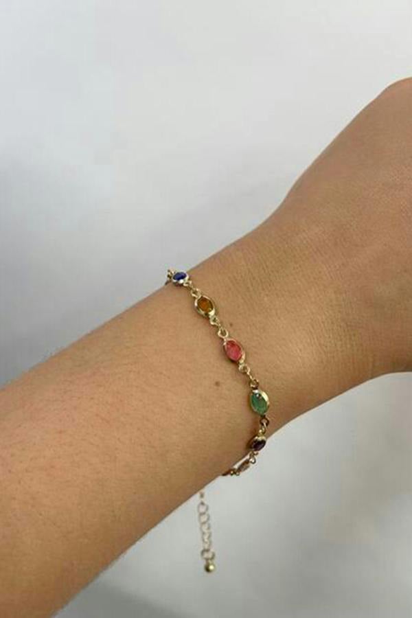 SVNX Multicolour Oval Necklace & Bracelet Set