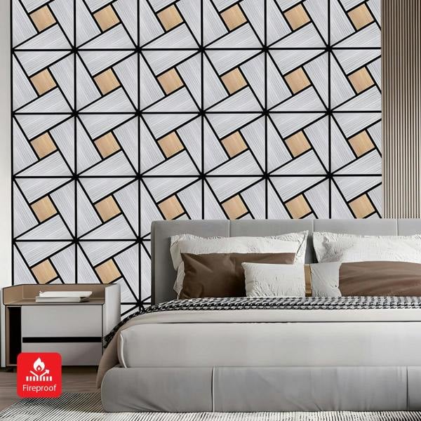 Britwall Geometric Acoustic Wall Panel - PET + MDF Size: 610 x 610 x 17mm (Pack of 4)