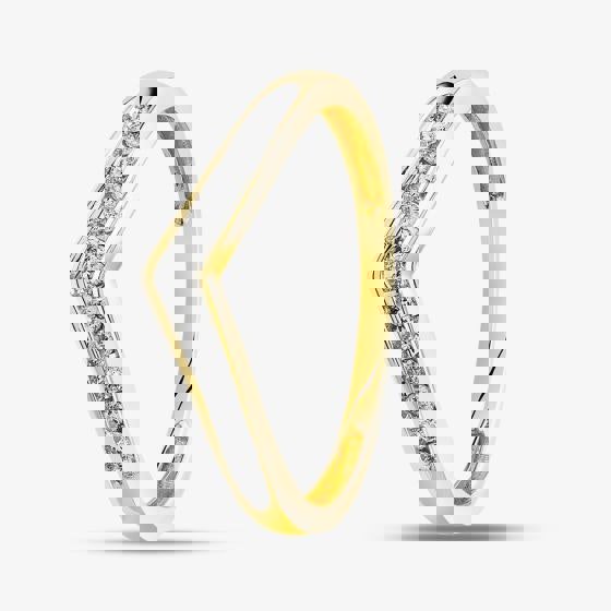 T. H. Baker 9ct Yellow Gold 0.12ct Diamond Wishbone Half Eternity Ring TH014846R