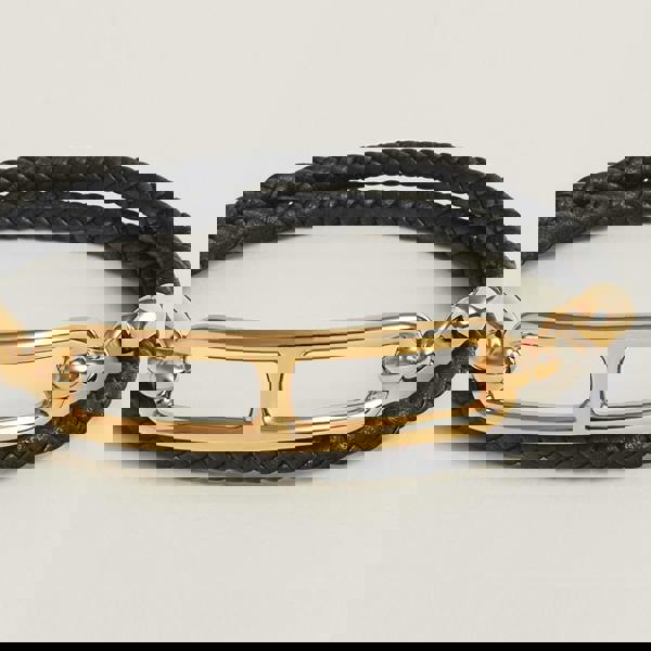 Hermes Roulis Double Tour Bracelet in black and gold