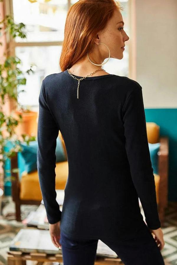 Hoxton Gal Button Placket Ribbed Blouse