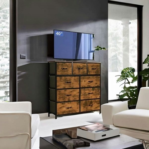 Modcraft 9-Drawer Fabric Chest of Drawers with Wooden Top