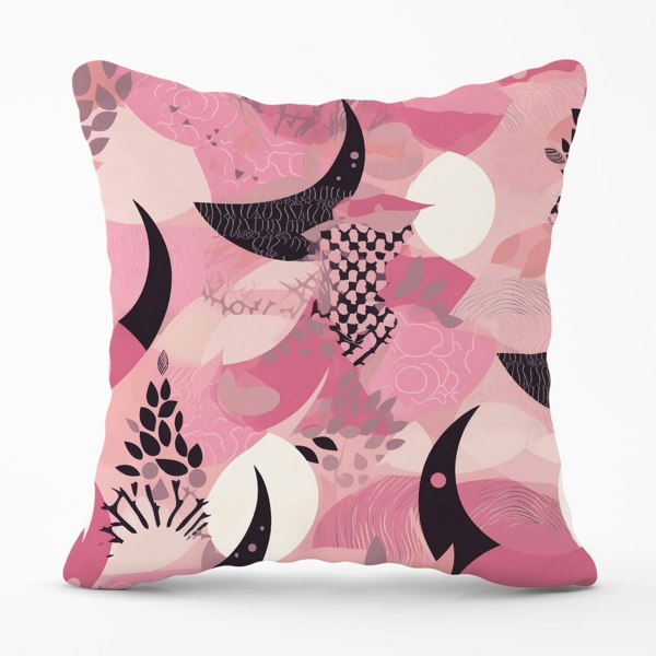 Warren Reed Abstract Pink Moon Pattern Cushions