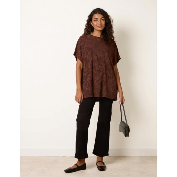 Blue Vanilla Floral Embossed Print Top
