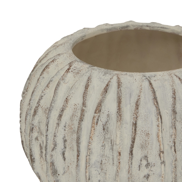 Hill Interiors Lorenzo Rotund Fin Vase - White/Grey Wash