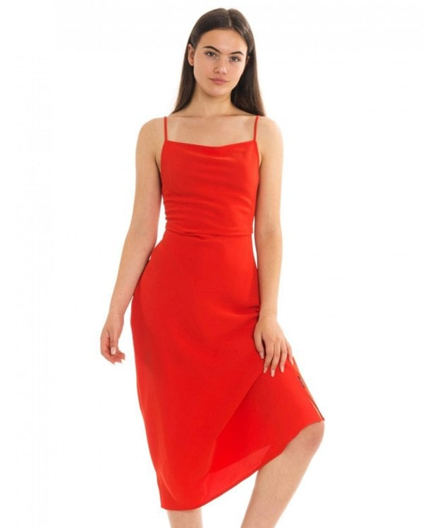 Calvin Klein Smooth Twill Cami NS Womens Dress - Ck Acid Orange