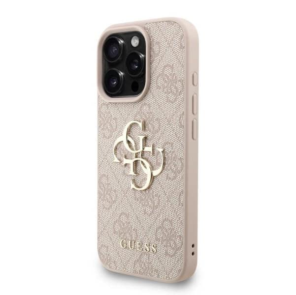 Guess PU 4G Metal Logo and Pearl Strap Case with MagSafe for iPhone 16 Pro 6.3" Pink - GUHCP16LP4GMGSP