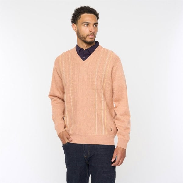 Gabicci G54M05 Mens Plain Vee Kneck Pattern Front Knit Gabicci Classic - PEACH
