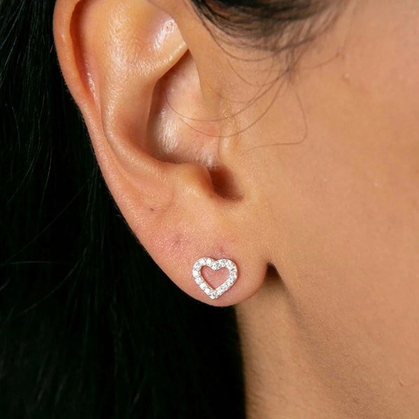 Spero London Heart Sterling Silver Stud Earrings