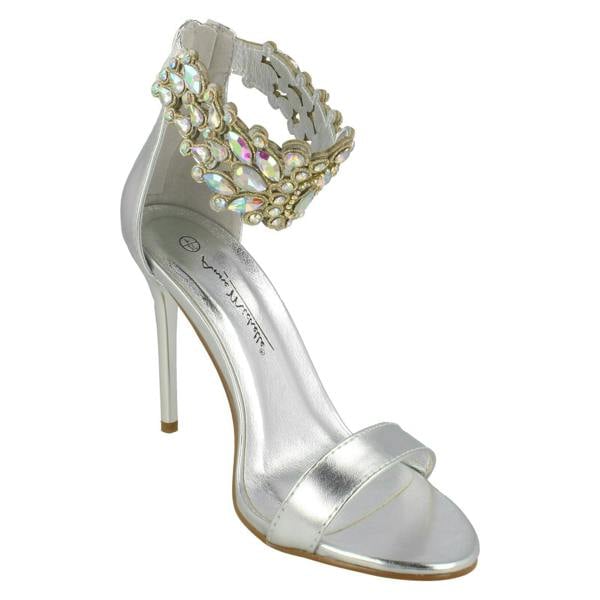 Anne Michelle Ladies Anne Michelle Jewelled Ankle Strap Heeled Sandals F10862